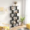Zigzag Bookcase Shelf Contemporary Design 80L x 23W x 192H cm 6 Levels Black