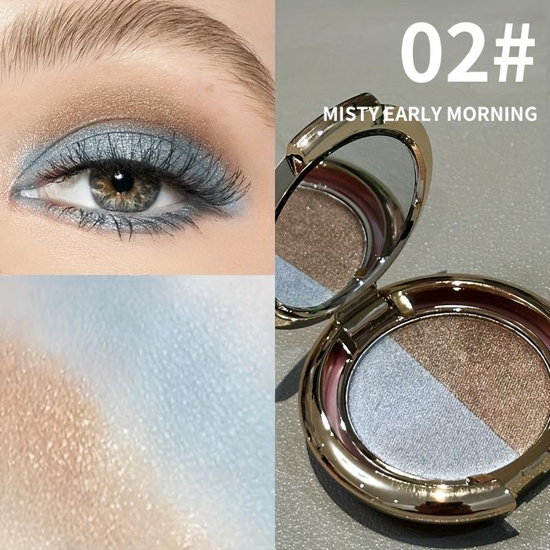 Dual-Tone Eyeshadow Shimmer & Smoky Brown/Blue-Black Multi-Color Eyeshadow Palette - Wet/Dry Formula, Long-Lasting Waterproof & Sweatproof Eyeshadow
