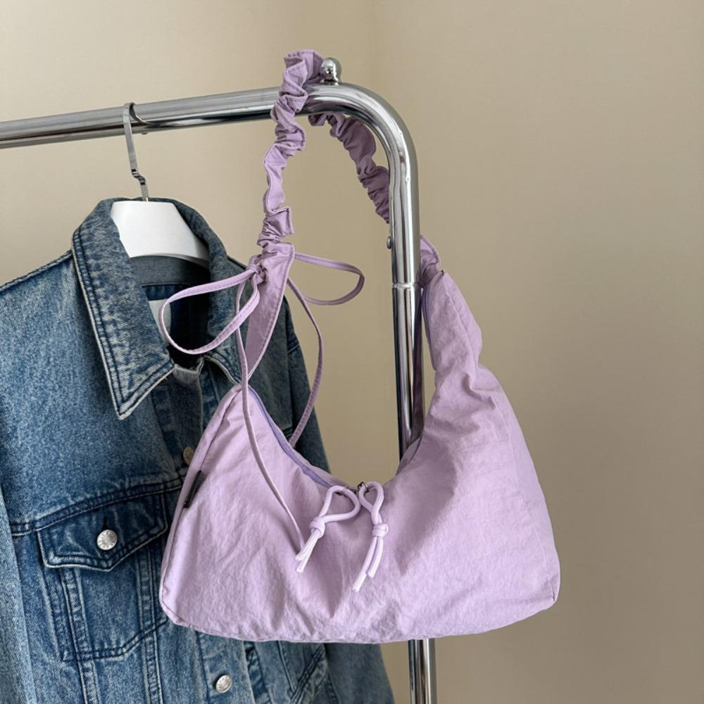 

Lightweight Pleated Dumpling Bag Nylon Women s Shoulder Bag Trendy Drawstring Bag Handbag