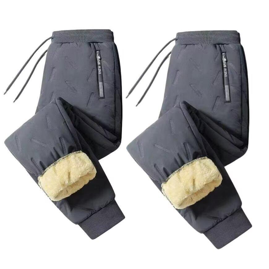 Unisex Windproof Lamb Fleece Cotton Pants: Fleece-Lined, Thickened, Ideal for Autumn and Winter
