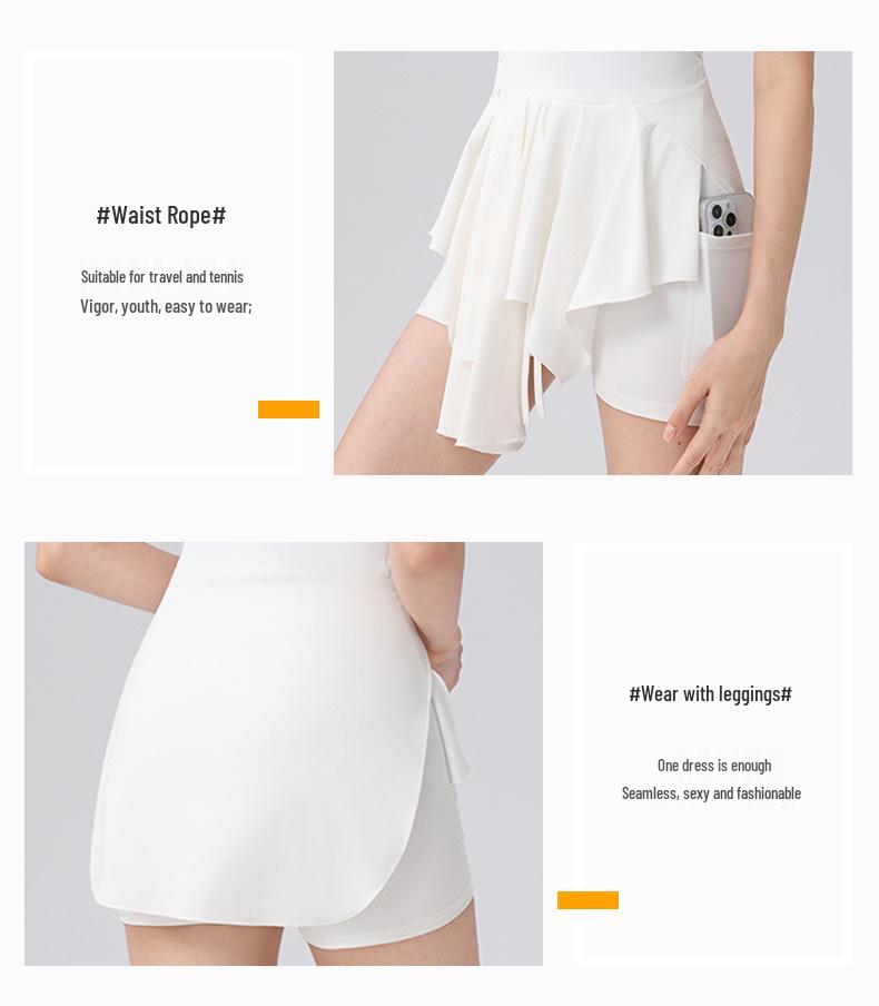 Vestido de Tênis Elegante com Barra de Babados e Shorts Internos