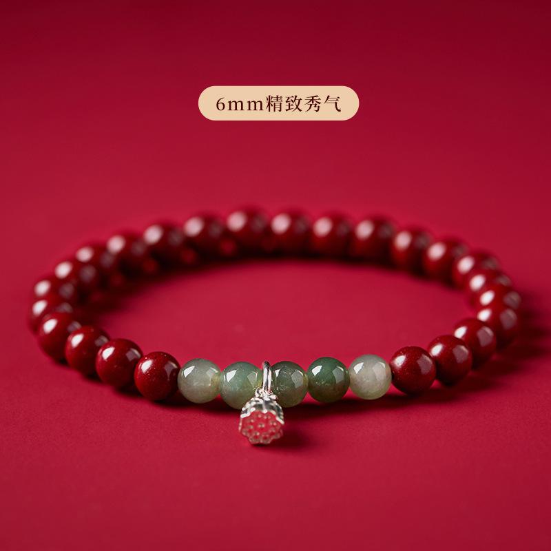 New cinnabar bracelet for women, jade birthstone meditation jewelry gift, men s Buddhist prayer beads bracelet 6mm Purple gold sand