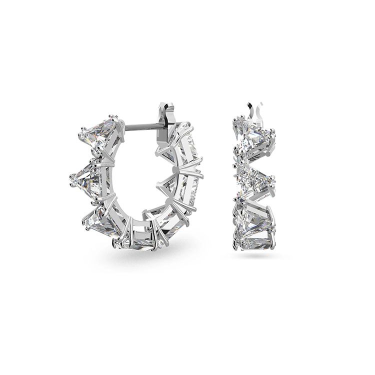 Swarovski Millenia Large Circle Triangle Cut Stone Earrings Women earrings White Stainless-Steel 5632467 Box (Random Color)