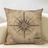 Gray-brown Sailing Anchor Shape Cushion Cover Natural Linen Organic Fabric Double-Sided Printing Breathable For Home Decor