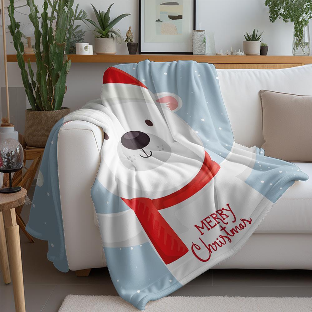 Tuniu Merry Christmas Plush Teddy Bear Kids Fleece Blanket Sofa Bed Throw Warm Soft Cute Gift