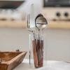 Cutlery Set with Walnut Wood Handle, Steak Knife Fork Spoon, Durable Thick Flatware for Steak, Dessert, Western Style Tableware