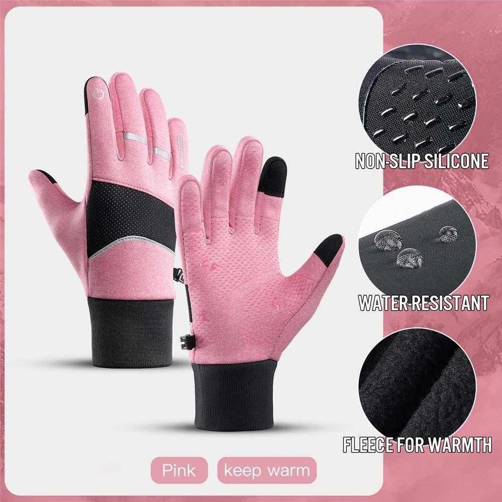 Polar Fleece Plush Thickened Gloves Soft Finger Mittens Satin Unisex Windproof Gloves  Women