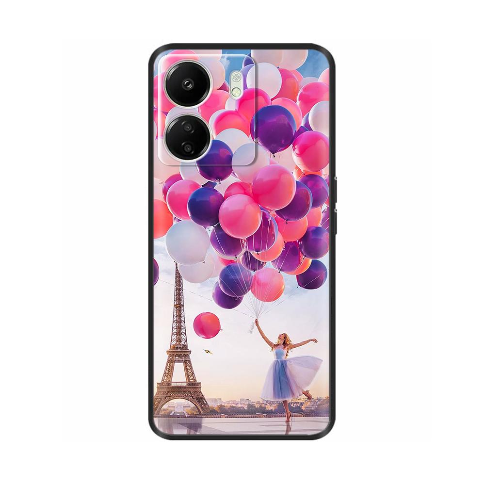 For Xiaomi Poco C65 Case Cute Luxury Painted Back Cover Soft Black Silicone Phone Case For Xiaomi Poco C65 PocoC65 Fundas Bumper