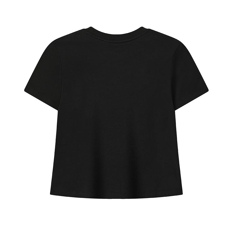 Fila Original Floral Short Sleeve T-Shirt Fashion Classic Retro Casual Versatile Comfortable Embroidered Logo Cotton Slim Fit Crew Neck F51W629103FBK