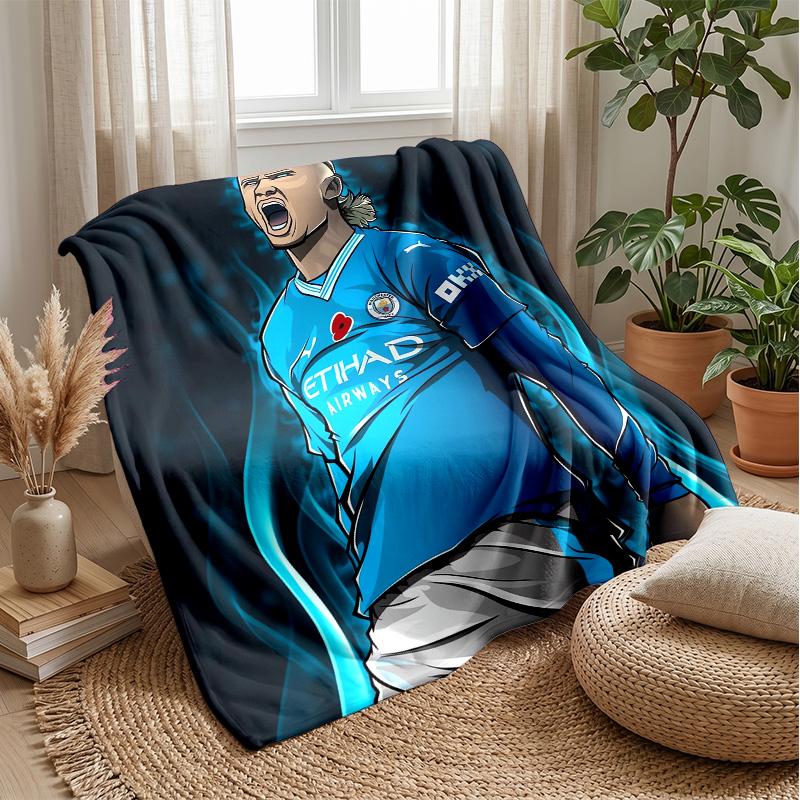 Erling Haaland Theme Blanket Soft Flannel Blanket Plush Throw Blanket Cozy Sofa Bed Blanket for Home Decor