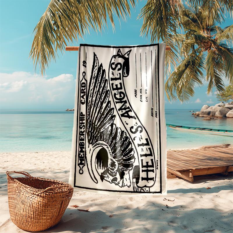 Gang Motorcycle Enthusiasts Hells Angels Motorcycle Club Beach Towel Outdoor Camping Vacation Swimming Beach Towel Outdoor Absorbent Bath Towel Y3