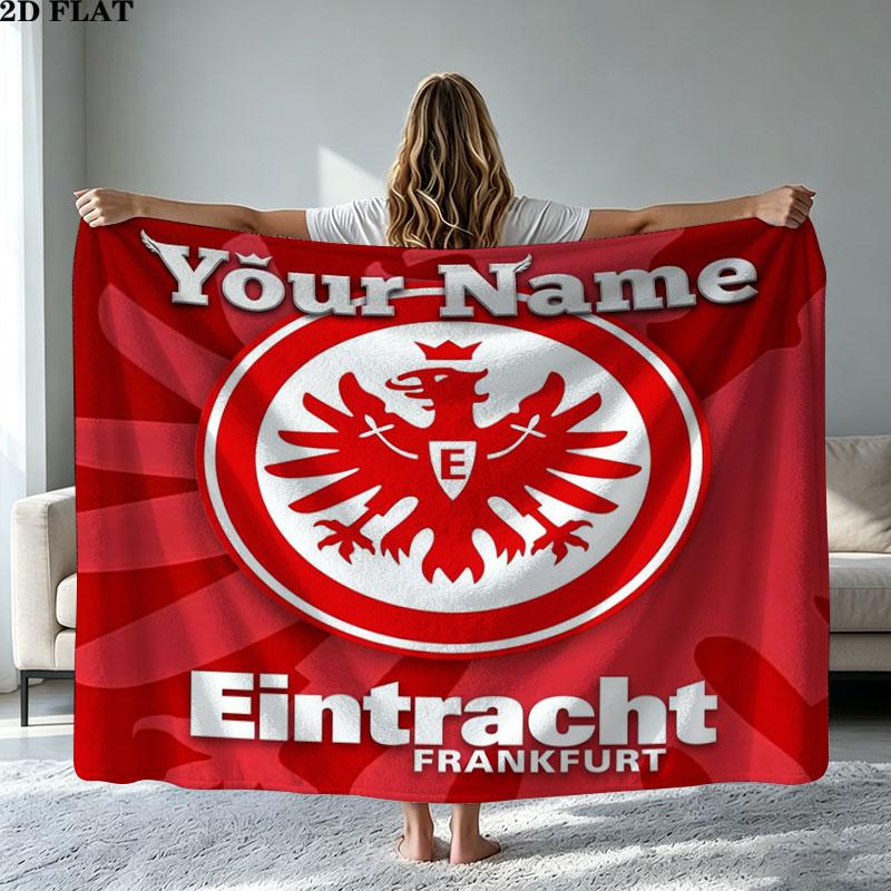 1PC Eintracht Frankfurt Custom Name Patterned Flannel Blanket Suitable For All Seasons for Home Decor Warmth and Comfort Gifts Holiday Present