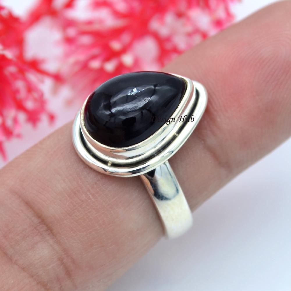 Black Onyx Gemstone 925 Sterling Silver Jewelry Handmade Ring For Christmas Sale