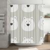 White Cartoon Polar Bear Shower Curtain Cute Home Decor Bathroom Decoration Printing Waterproof Modern Design (Size Customizable