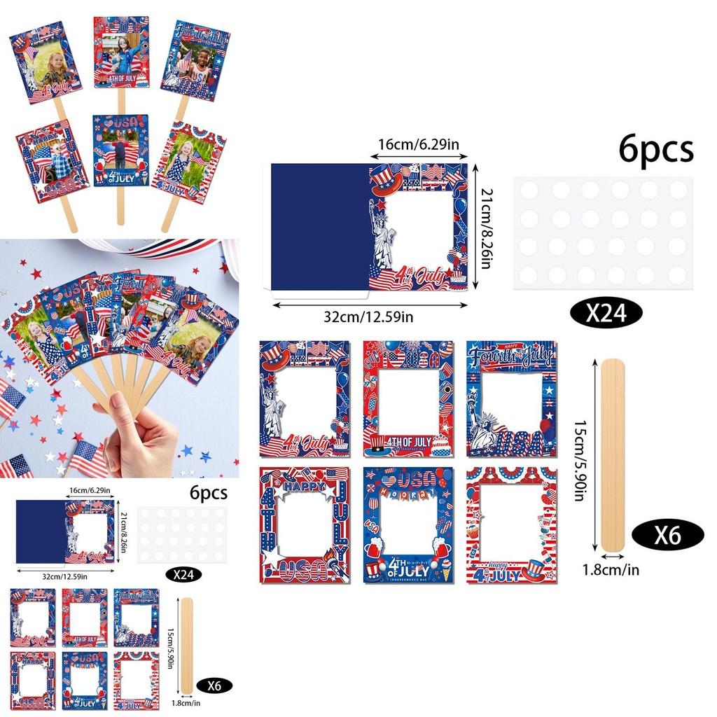 Theme Day Independence Flag Pattern Handheld Photo Frame Shooting Decor Prop