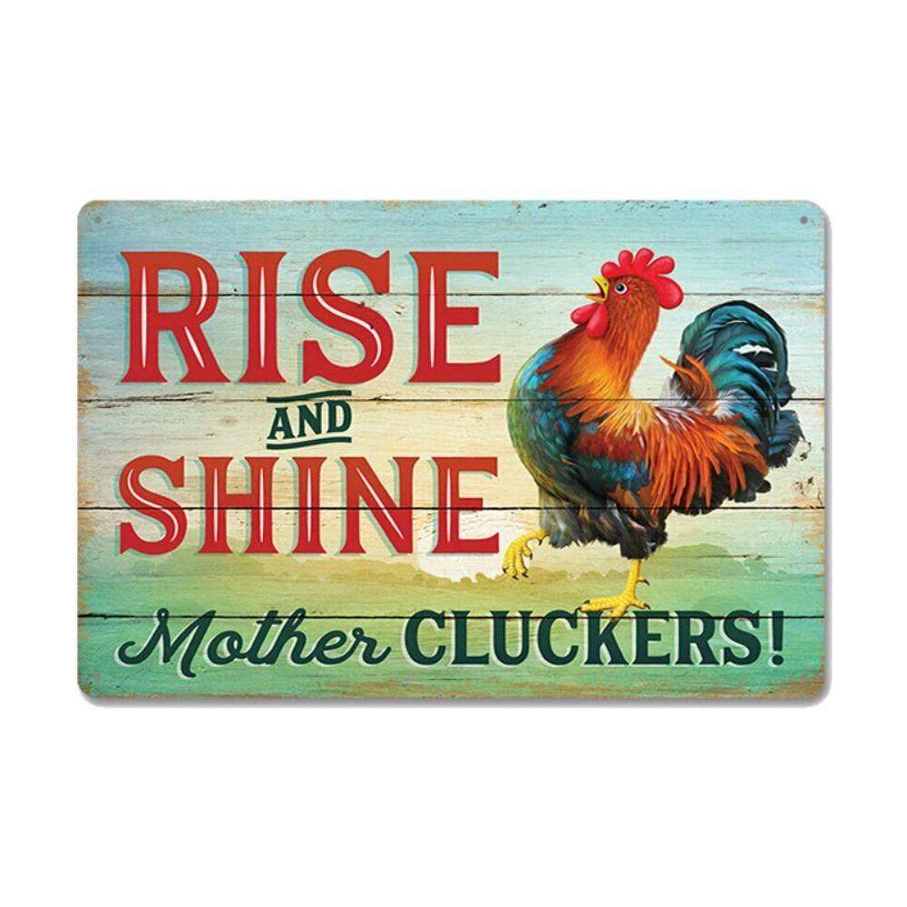 Funny Warning Chicken Sign, Indoor Outdoor Metal Plaque 20x30cm