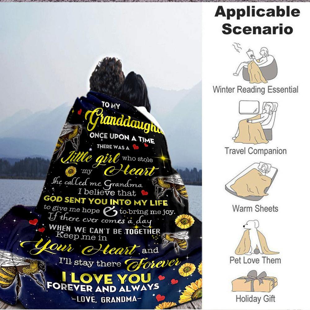 1pc Letter To Granddaughter Pattern Soft & Warm Polyester Knit Blanket, Digital Printed, All-Season Throw for Napping, Traveling, Sofa yy250906047