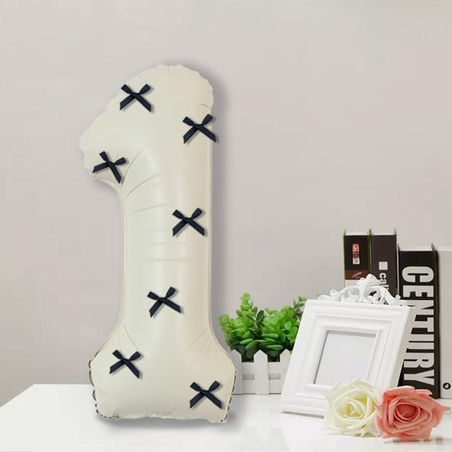 9 cream white digital balloons, black ribbon bow for bow themed birthday parties, graduation, showers, anniversaries