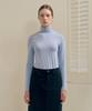 BASIC HOUSE Women'S Stretch Turtleneck Long Sleeve T-Shirt Blue Lats0218