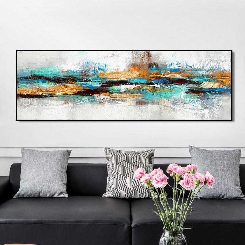 Moderne abstrakte Kunst, Ölgemälde auf Leinwand, Poster und Drucke, Wandkunst, Gemälde, blaues abstraktes Bild für Wohnzimmer, Heimdekoration