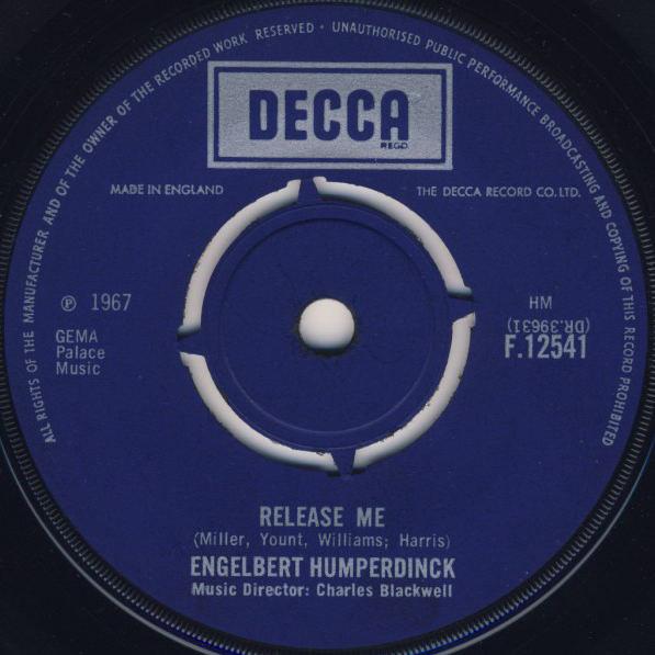 7inch Record ENGELBERT HUMPERDINCK - Release Me F12541 Decca 1967 UK Pop Used