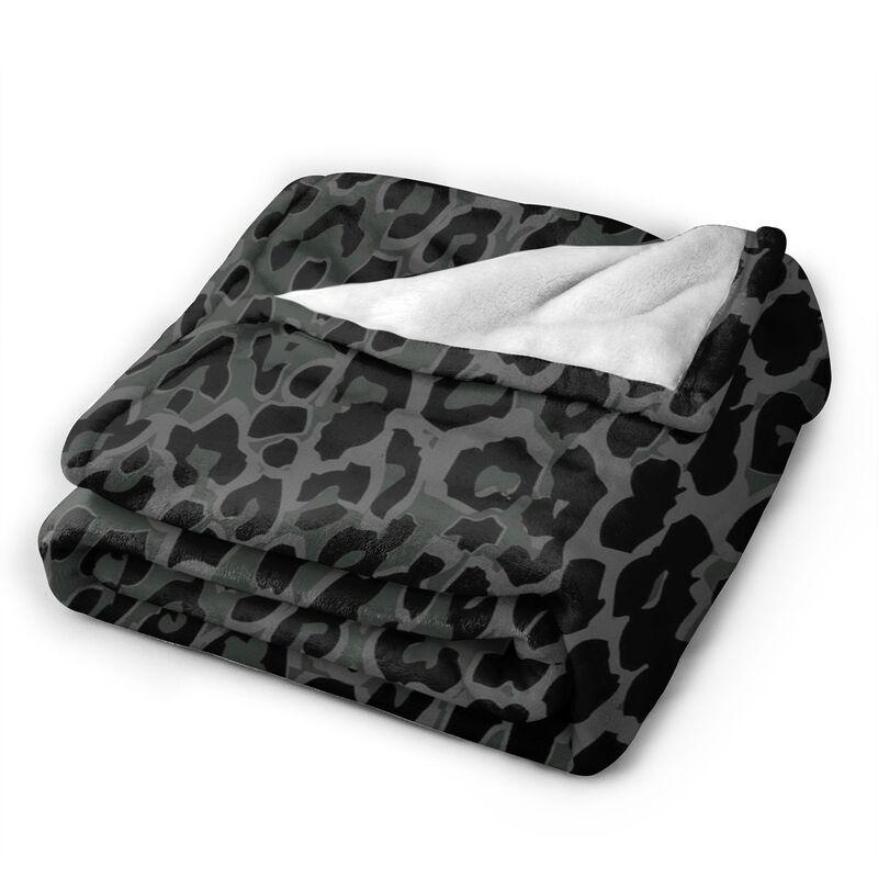 Dark Gray Black Leopard Cheetah Print Flannel Fleece Blanket Lightweight Blanket Soft Warm Cozy Fuzzy Throw Blanket for Bed Sofa