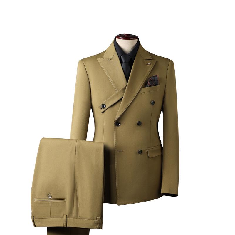 Men's Korean Style Double-Breasted Formal Suit - Perfect for Weddings, Business, or Best Man Attire
