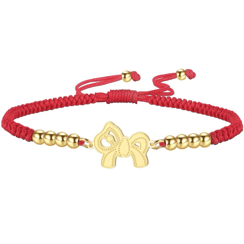 Stainless Steel Romantic Bowknot Bracelet Dainty Horse Pendant Bracelet Cute Pony Rope Bracelet for Women Jewelry Gift for He