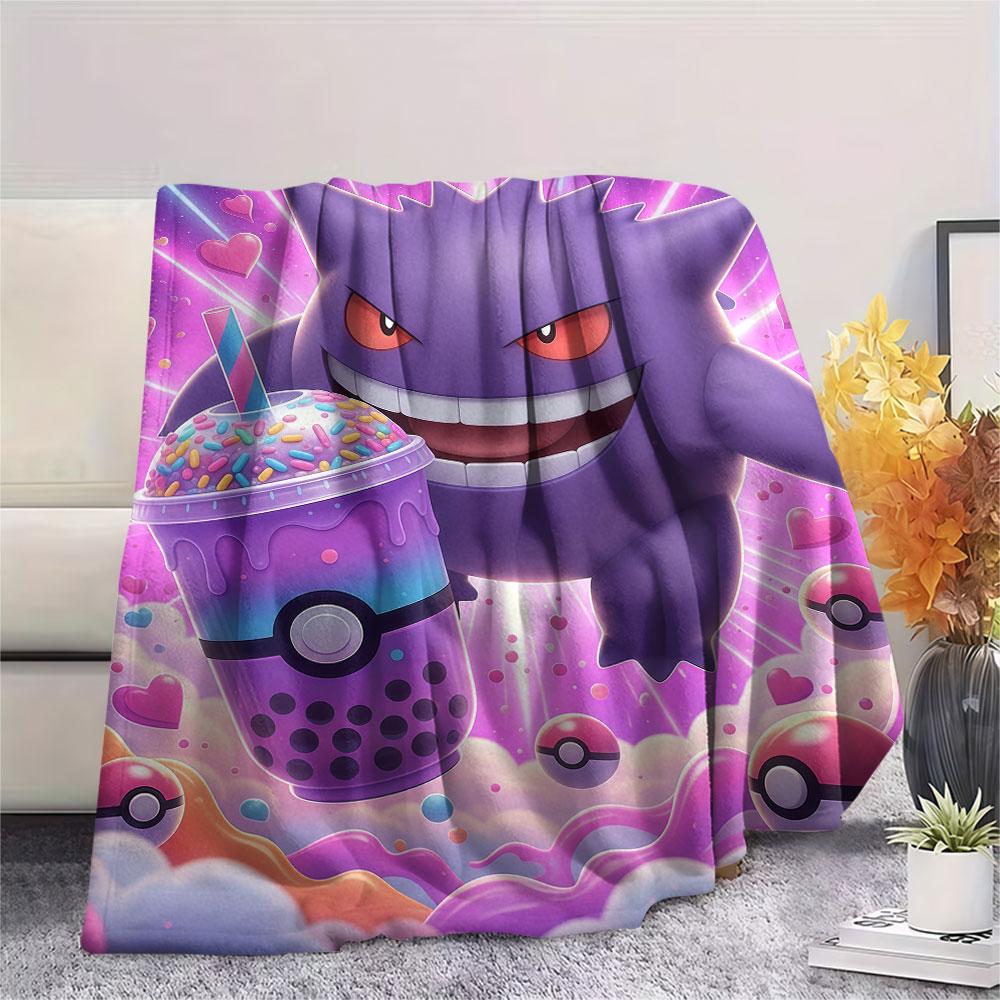 1Pc Pokemon drinks Print Flannel Blanket, High quality Comfortable for All Seasons, Home Decor, Warmth and Comfort, Perfect for Christmas Gifts