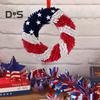 USA Independence Day Patriotic Wreath Red White Blue US Flag Wreath Front Door Wall Hanging Garland Pendant 4th of July Festival Decoration