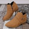 2025 New Boots Leather Women Retro Short Boots for Women Autumn and Winter New Large Size Medium Heel Thick Heel Ankle Boots