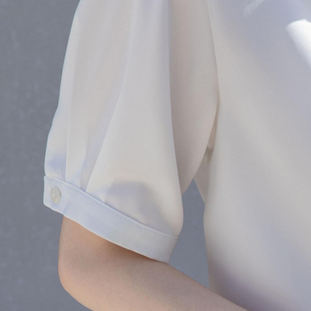 GMXIA Women's Blue Shirt Female Short-sleeved Summer Thin Professional Temperament Medium-sleeved Anti-wrinkle Non-iron Blouse Tops