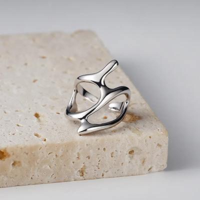 Color Trendy Vintage Elegant Irregular Adjustable Rings for Women Punk Geometric Hollow Branches Open Ring Party Jewelry
