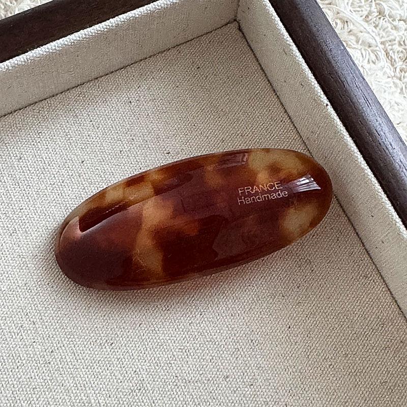 Korean Retro Oval Acetate Gold Label Side Hair Clip Duckbill for Bangs - Textured Internet Celebrity Style
