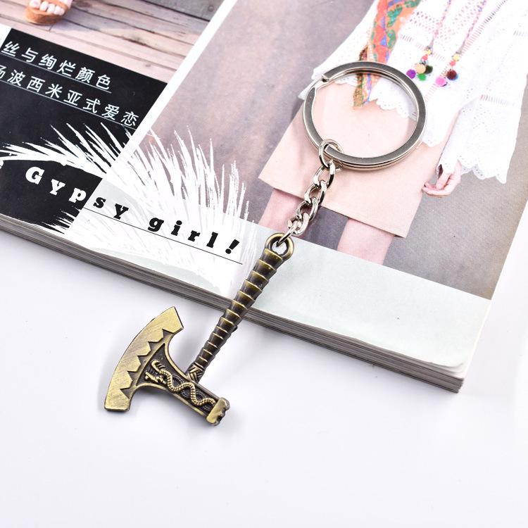 European Zinc Alloy Axe Head Style Keychain - Anime Weapon Accessory for Men & Women
