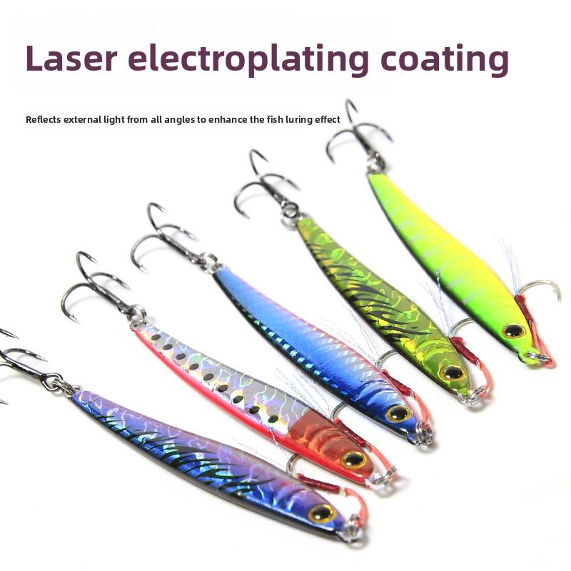 Big Plum Shark Lure Double Hook Long-Throwing Iron Plate Lure Gold-Plated Sequin Bass Pike Artificial Hard Bait