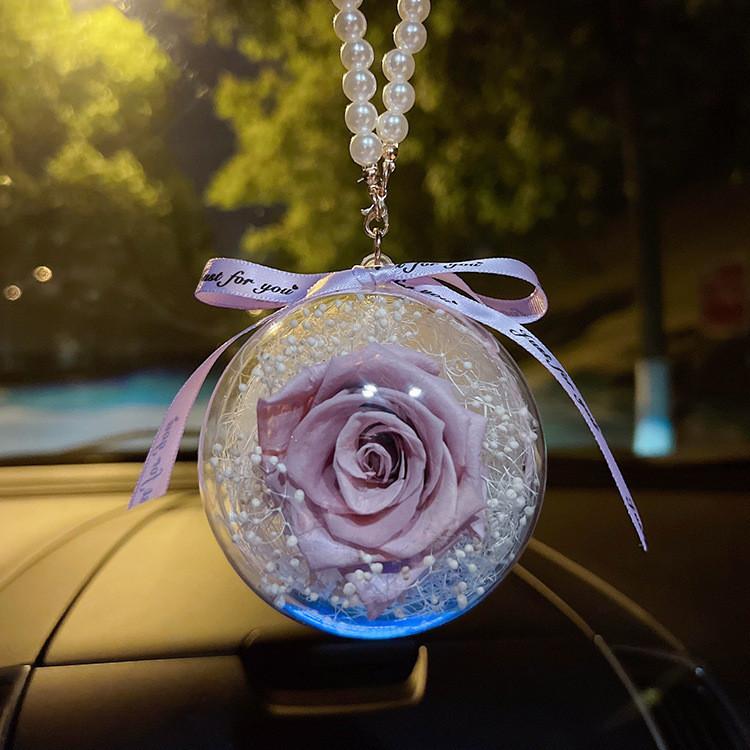 Eternal Flower Rose Ball Car Pendant In Various Colors Stylish Car Interior