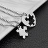 Heart Puzzle Pieces Couple Necklaces Sturdy Steel Heart Puzzle Pendant Necklaces Accessory for Couples Romance Gift
