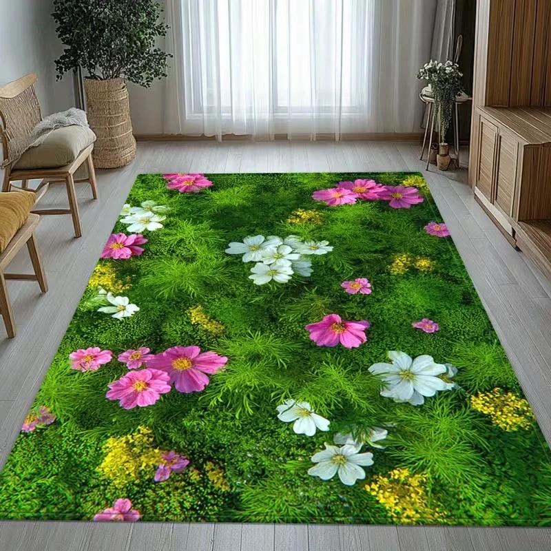 Antislip Bloemen Gras Vloerkleed voor Keuken Woonkamer Slaapkamer Speelruimte Huisdecoratie 50x80cm