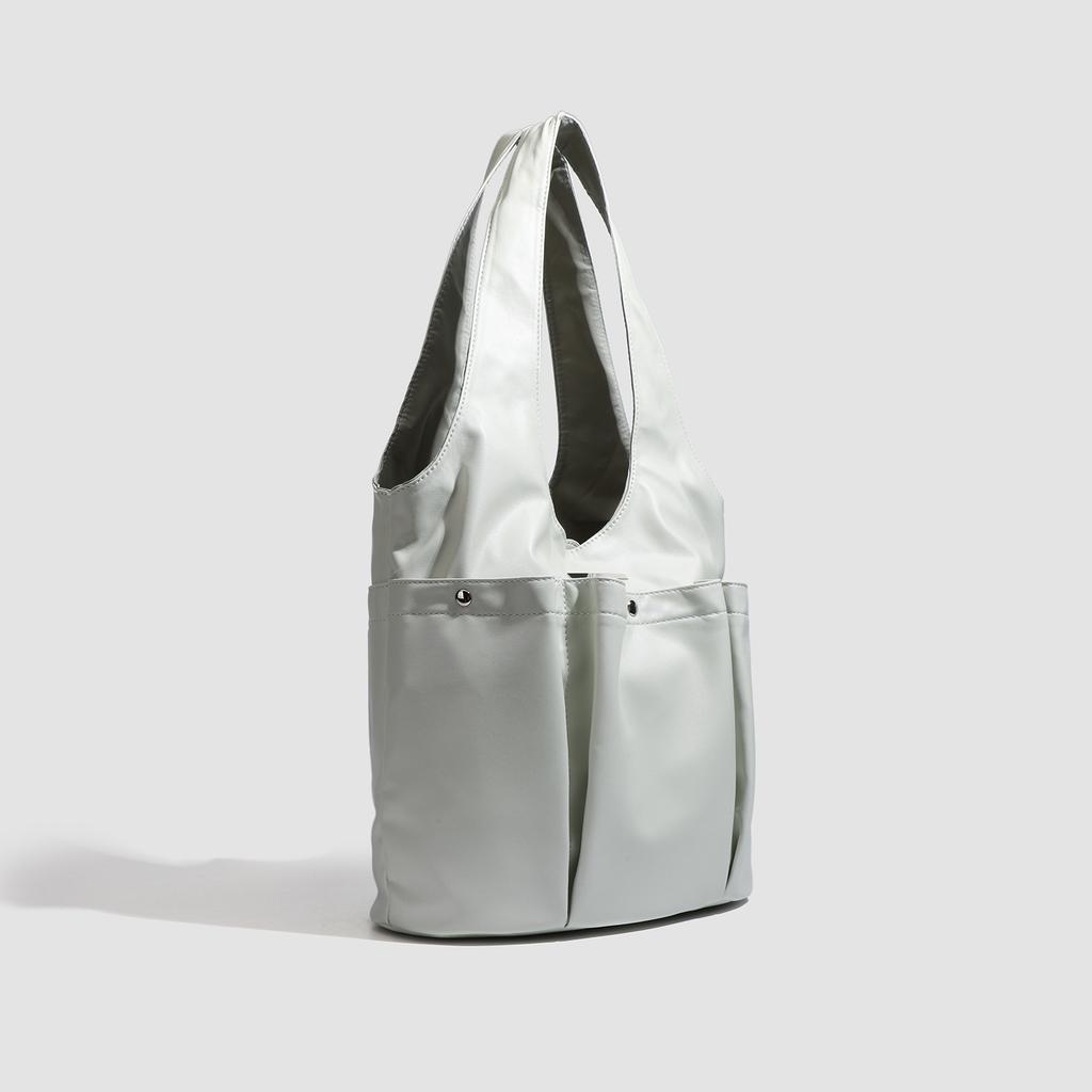 Textured Single Shoulder Underarm Bag Women'S Pleated Double Pocket Bag Handbag Large Capacity Commuter Tote Bag