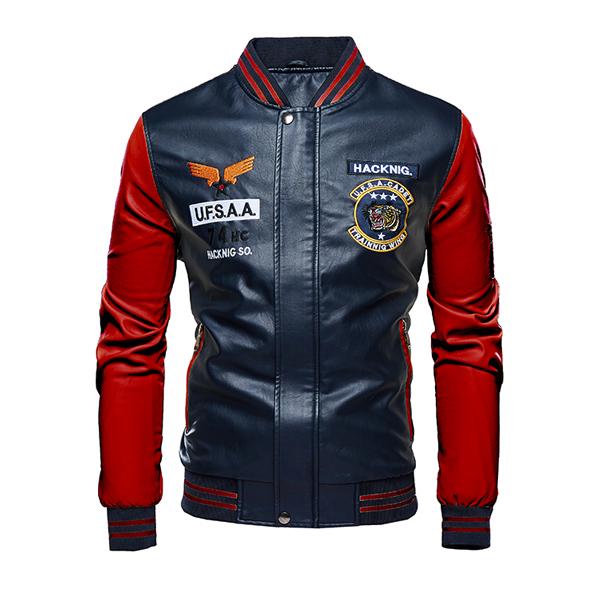 

Осень-зима для мужчин локомотив на молнии кожаные куртки пальто Slim Fit пальто повседневная мужская верхняя одежда XXXL темно-синий