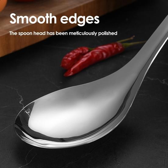Stainless Steel Large Serving Spoon Thickened Deep Dinner Spoons for Soup Rice Mirror Polished Kitchen Utensil for Home Restaurant Buffet