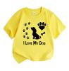 Kids Boys Girls 100% Cotton Crew Neck Short Sleeve T-Shirt, I Love My Dog Paw Print Heart Bone Pattern Casual Soft Tee for Children Daily Wear Puppy L