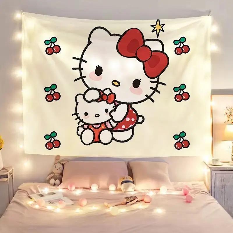 1pc Cartoon HelloKitty Wallpaper Ins Cute Background Cloth Room Background Wall Wallpaper Bedroom Living Room Wall Tapestry