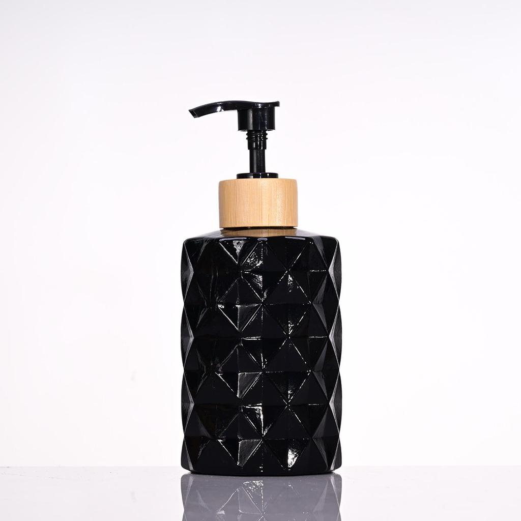 Rhombus Glass Soap, Shampoo & Lotion Dispenser Bottle - Press-Type Refillable