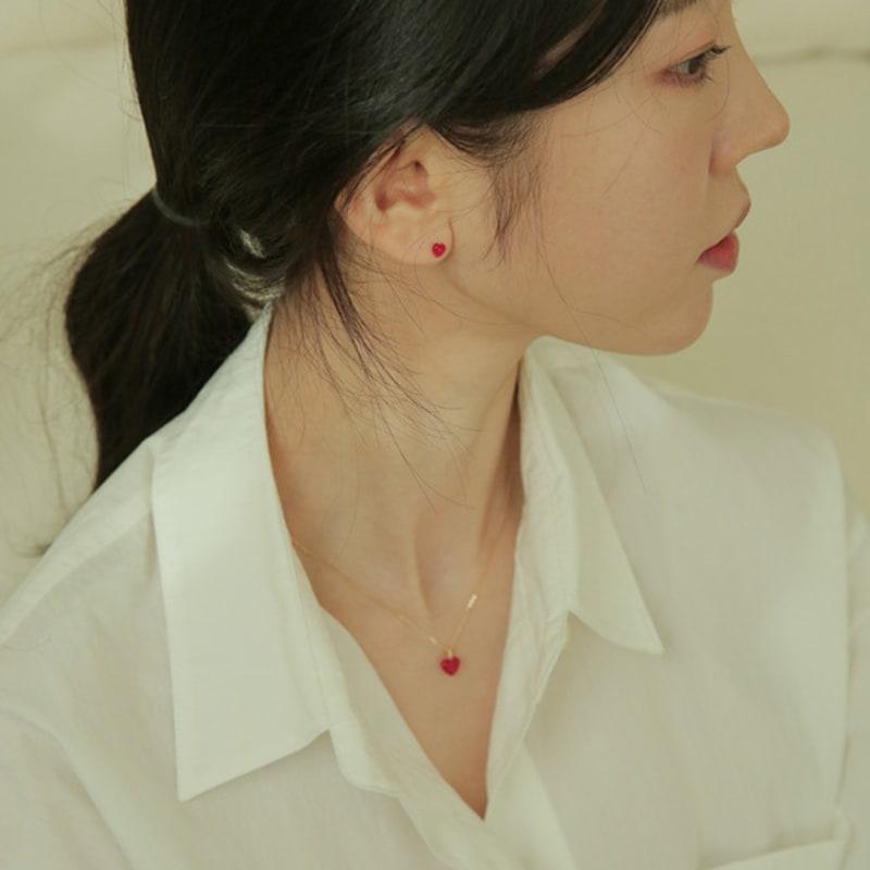 Modernlike 14k Gold Red Quartz Crystal Heart Piercing