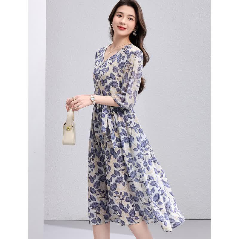 ORIGIN Women s Floral V-Neck A-Line Midi Dress 2XL абрикосовый
