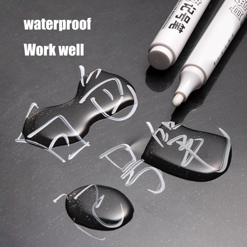 10x/Set Waterproof Marker Pens White Paint Marker Pens Quick-drying Markers Permanent Markers for School