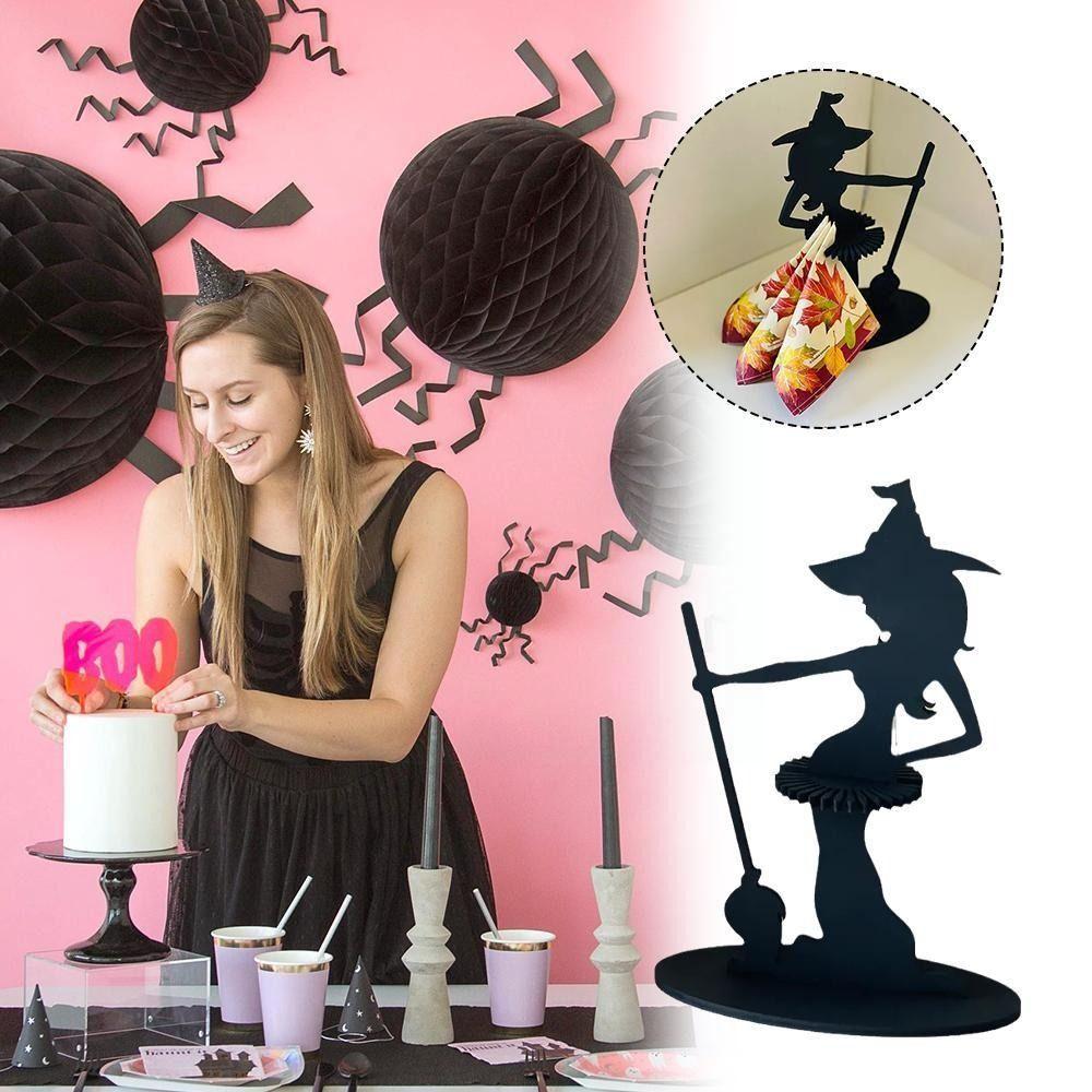 Witch Image Witch Figure Decorations Black Halloween Napkin Holder  Desktop