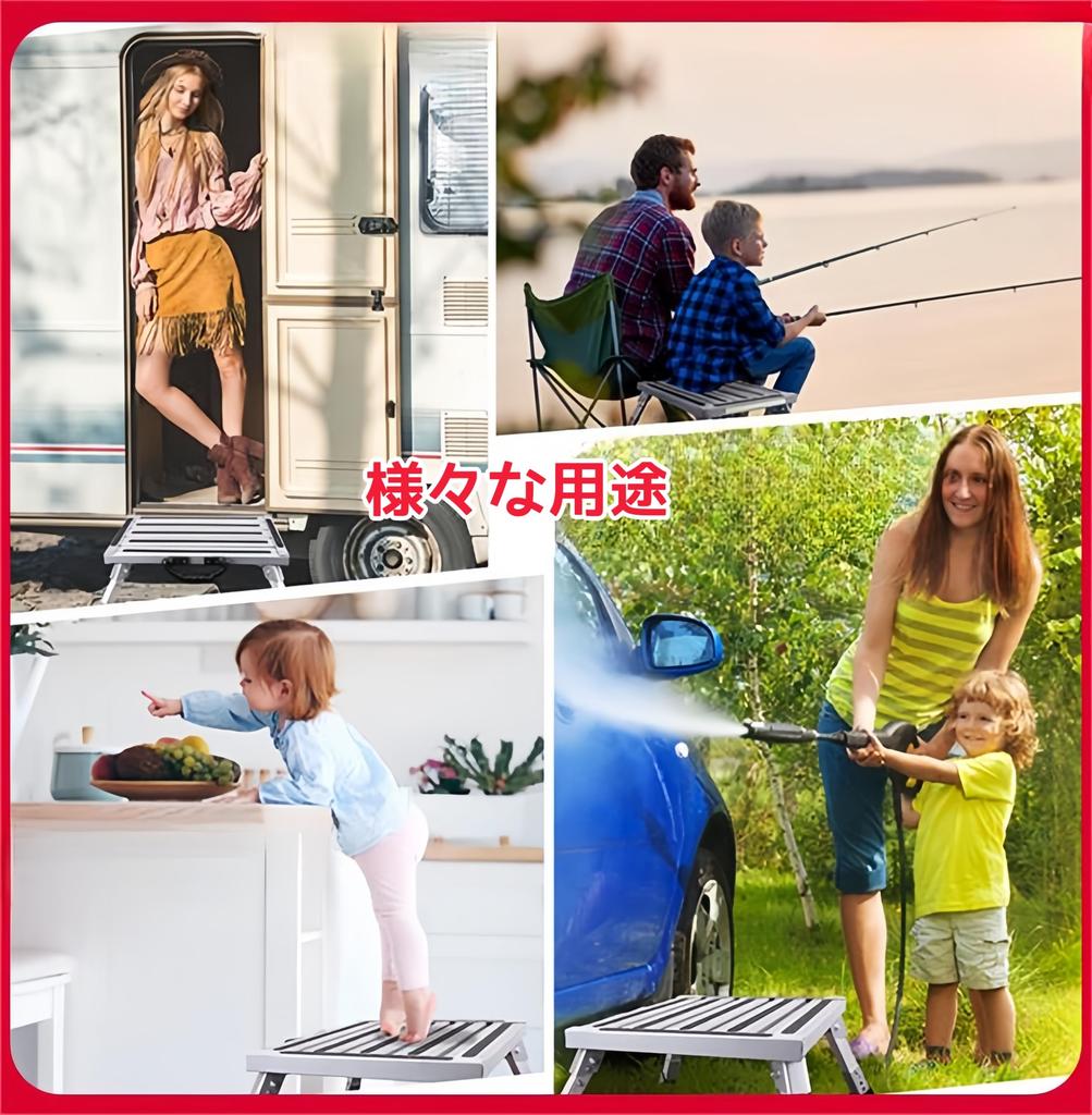 Tappros Folding Step Stool, Aluminum, 480mm x 300mm Tabletop with Handle, Lightweight, Compact, 150kg Weight Capacity, Durable, Sturdy, Non-Slip, Stab